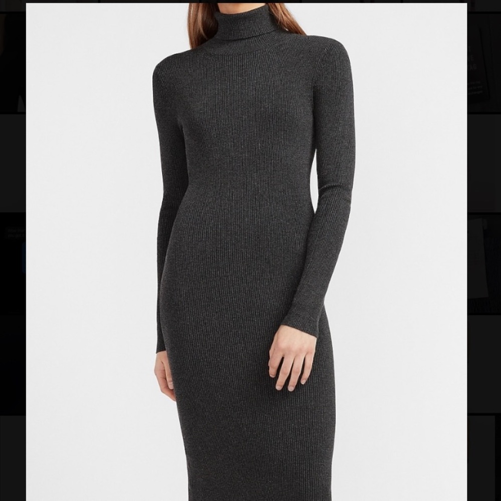 Express ribbed turtleneck dress in gray, size S, NWT